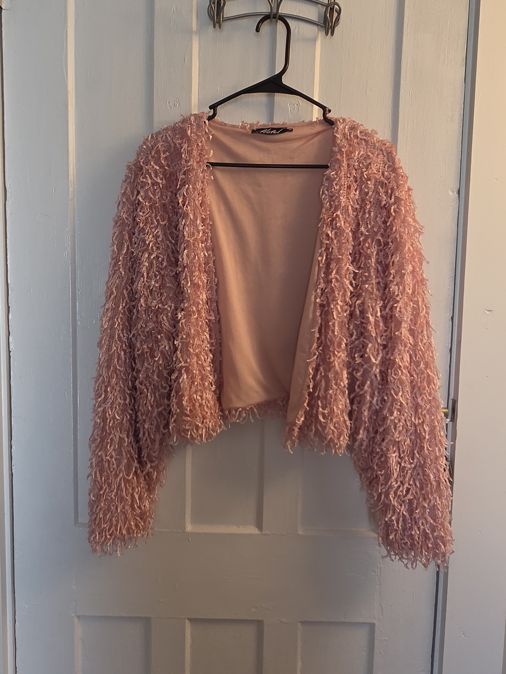 Motel Rocks Blush Pink Shaggy Open-Front Cardigan